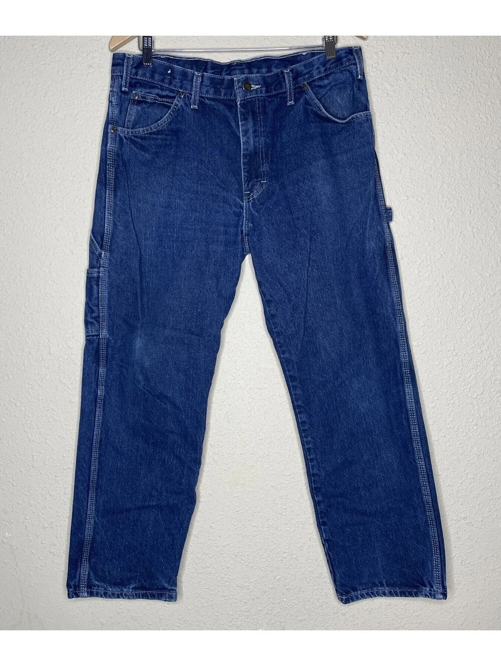 VTG Dickies Carpenter Blue Jeans Mens 34x30 Relaxed Fit Utility Workwear **READ*